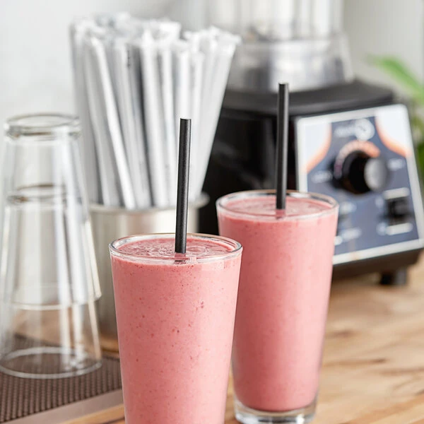 Aardvark 10" Giant Black Wrapped Paper Straw - 2,400/Case