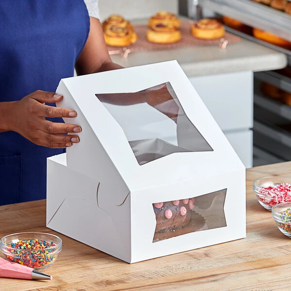 Southern Champion 10" x 10" x 5" White Window Cake / Bakery Box - 150/Case