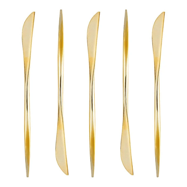 Posh Setting Novelty 8 1/2" Gold Extra Heavy Weight Plastic Knife - 384/Case