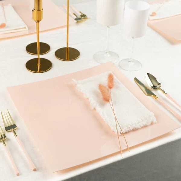 Posh Setting 13" Square Pink Flat Plastic Charger Plate - 48/Case