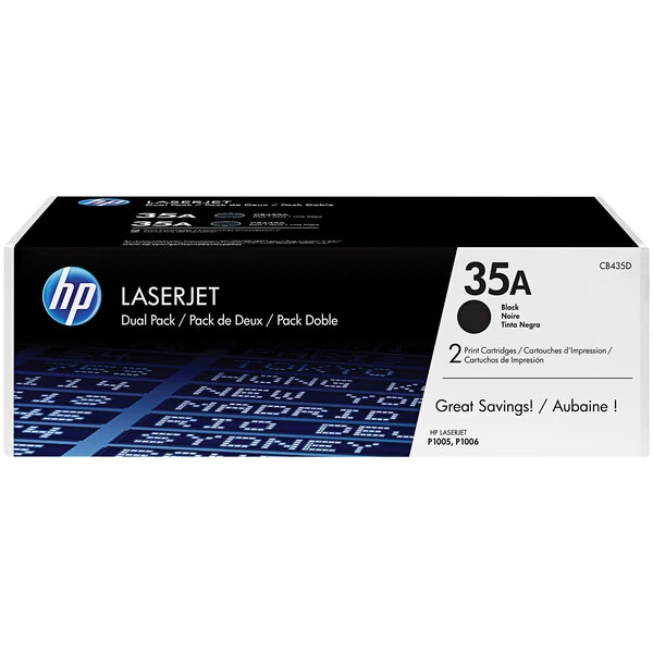 HP CB435D Black Original LaserJet Printer Toner Cartridge - 2/Pack