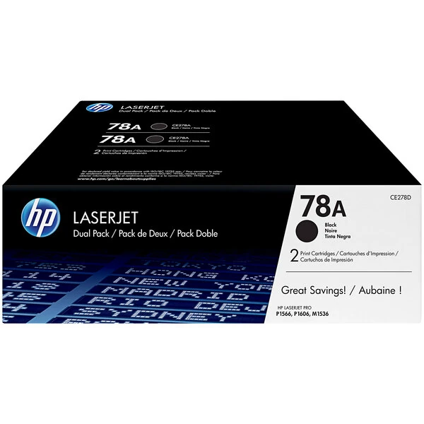 HP CE278D Black Original LaserJet Printer Toner Cartridge - 2/Pack