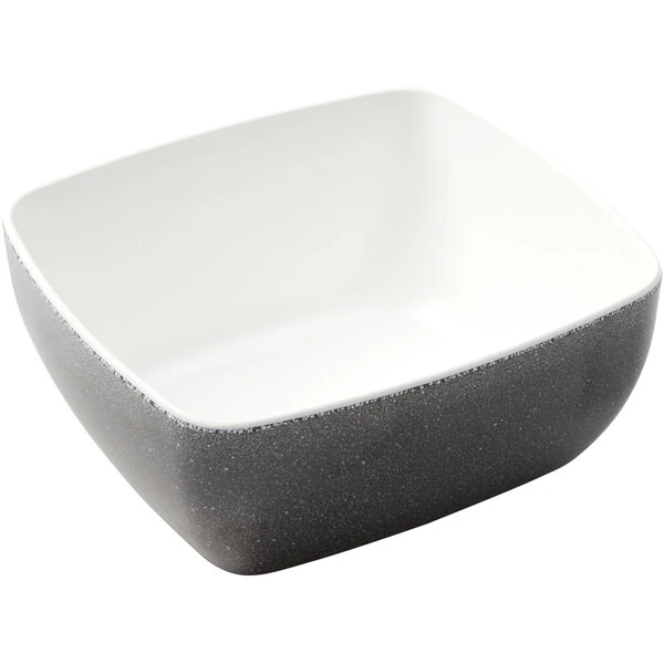 American Metalcraft GGB76 Grab & Go 46 oz. White and Black Speckled Rectangular Melamine Bowl