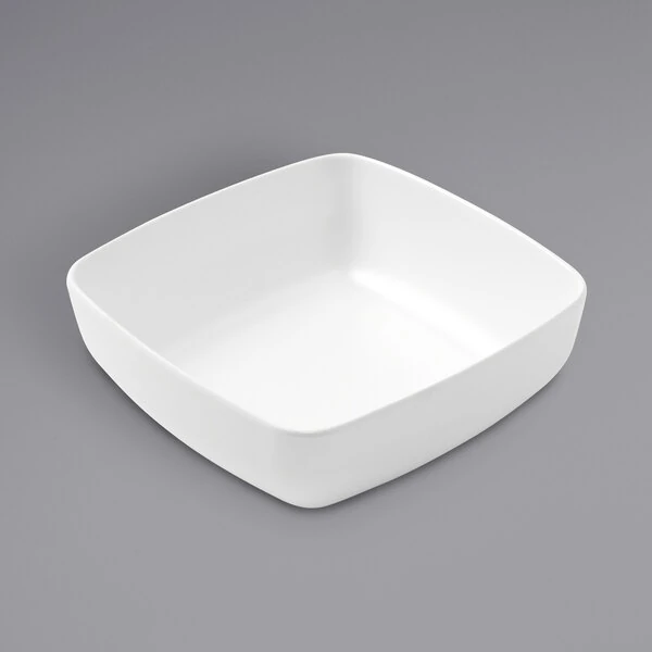 American Metalcraft GGSW6 Grab & Go 27 oz. White Square Melamine Bowl