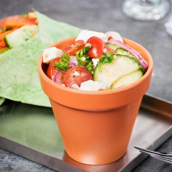 American Metalcraft MELPOT24 24 oz. Terra Cotta Melamine Pot