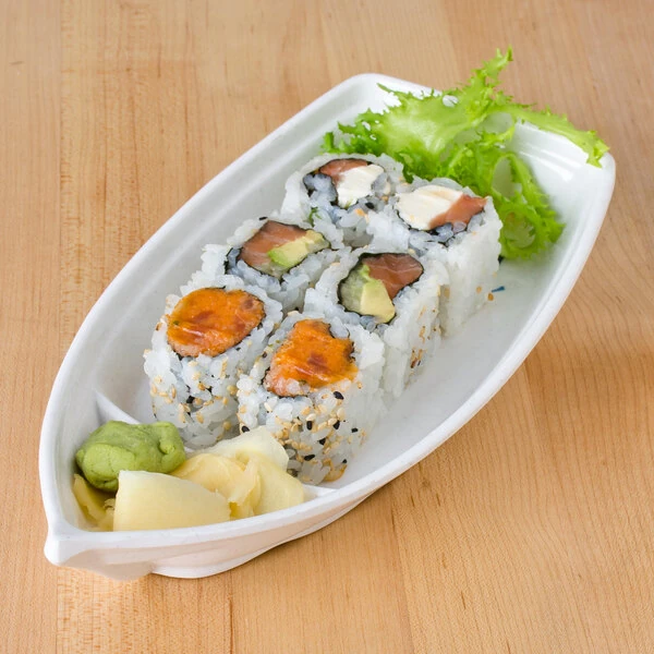 Thunder Group 8004BB Blue Bamboo 13 oz. Melamine Sushi Boat - 12/Case