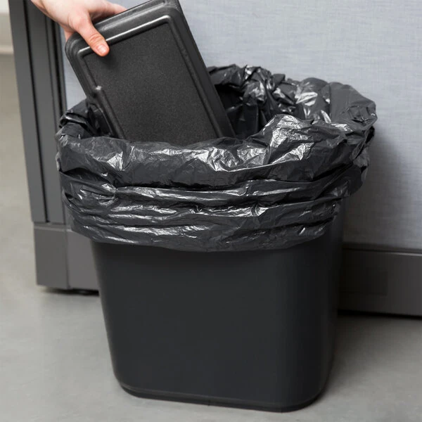 Continental 2818BK 28 Qt. / 7 Gallon Black Rectangular Wastebasket / Trash Can