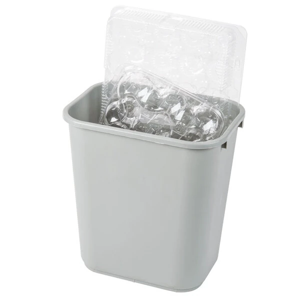 Continental 2818GY 28 Qt. / 7 Gallon Gray Rectangular Wastebasket / Trash Can