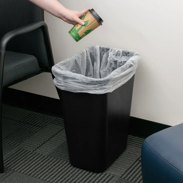 Continental 4114BK 41.25 Qt. / 10 Gallon Black Rectangular Wastebasket / Trash Can