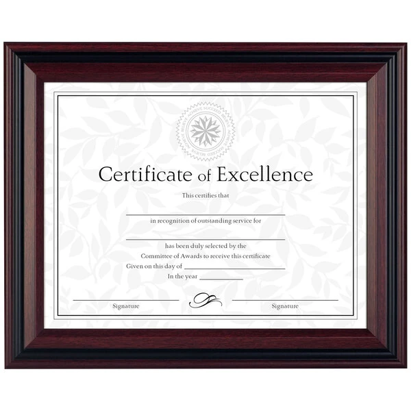DAX N15786NT 8 1/2" x 11" Rosewood / Black Plastic Desk / Wall Photo Frame