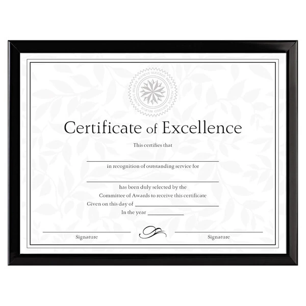 DAX N17000N Value U-Channel 8 1/2" x 11" Black Diploma Frame with Certificate