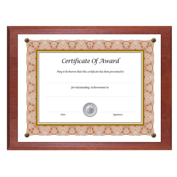 NuDell 18813M Award-A-Plaque 10 1/2" x 13" Acrylic Mahogany Document Holder