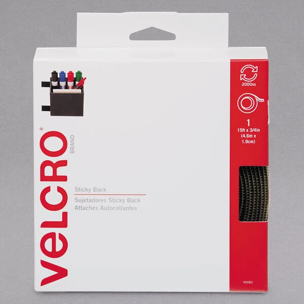 Velcro® 90083 3/4" x 15' Beige Sticky-Back Hook and Loop Fastener Tape Roll with Dispenser