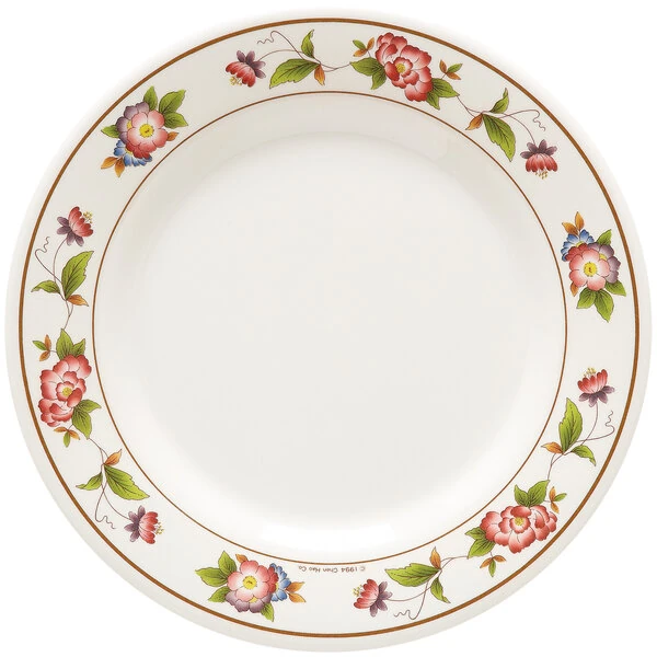 GET M-5090-TR Tea Rose 10 1/2" Round Melamine Plate - 12/Pack