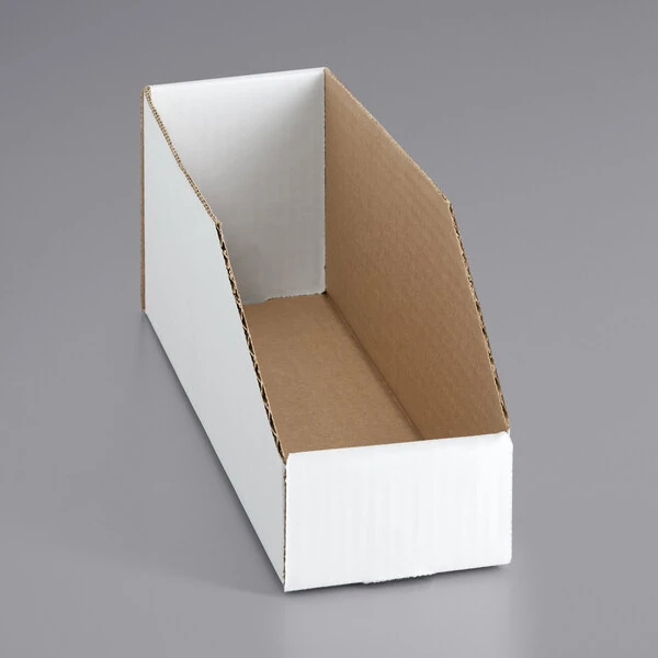Lavex 2" x 18" x 4 1/2" White Open Top Corrugated Bin - 50/Case