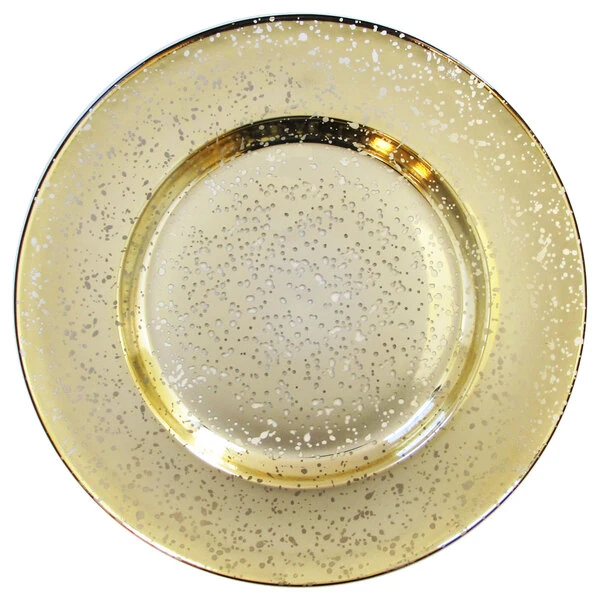 Charge It by Jay 13" Round Gold Speckled Glass Charger Plate - 12/Pack