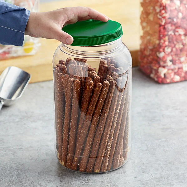 1 Gallon Round PET Plastic Jar with Green Lid