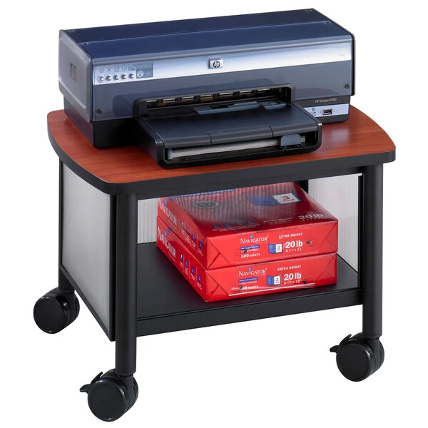 Safco 1862BL Impromptu Black / Cherry Under Table Printer Stand - 20 1/2" x 16 1/2" x 14 1/2"