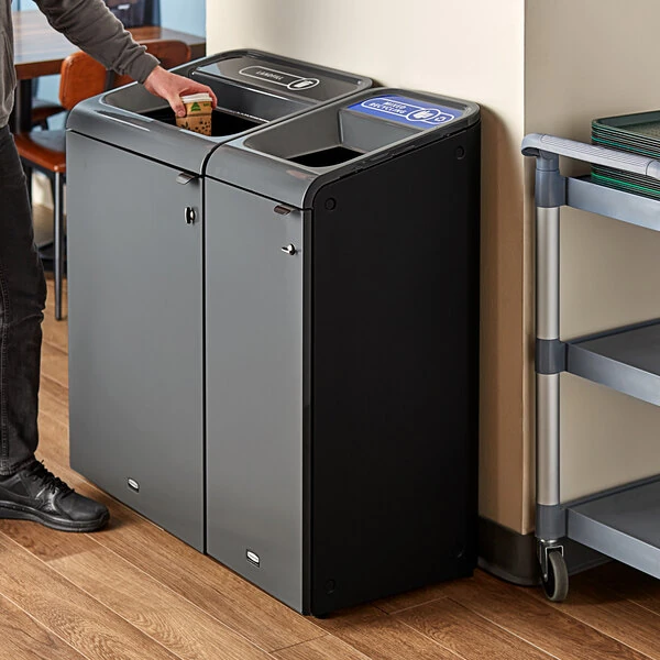 Rubbermaid® 1961615 Configure 15 Gallon Stenni Gray 1 Stream Mixed Recycling Indoor Rectangular Recycling Bin