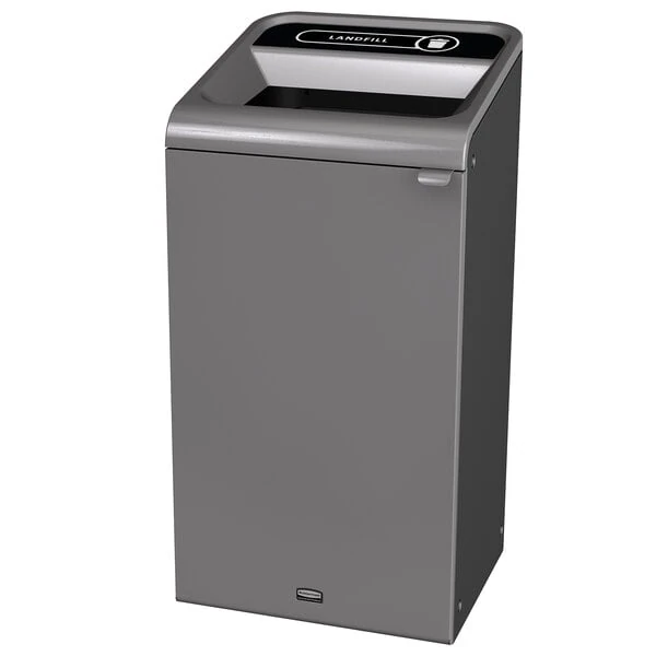 Rubbermaid® 1961621 Configure 23 Gallon Stenni Gray 1 Stream Landfill Indoor Square Trash Can