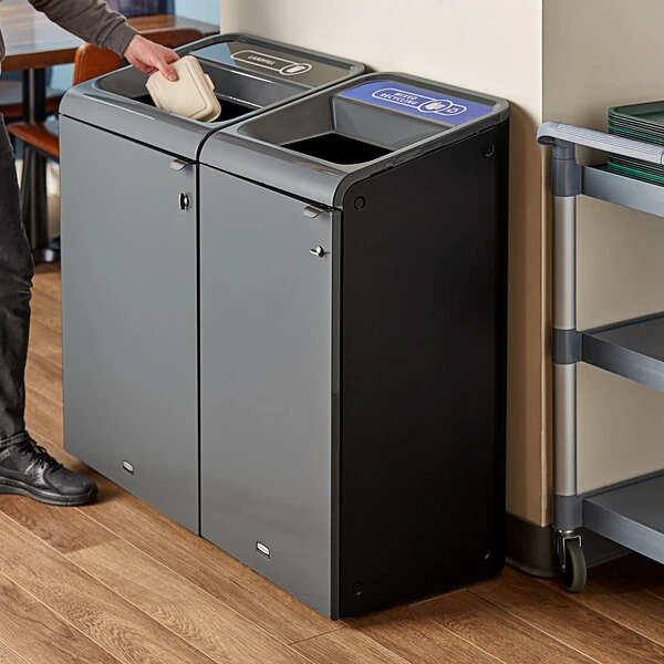 Rubbermaid® 1961622 Configure 23 Gallon Stenni Gray 1 Stream Mixed Recycling Indoor Square Recycling Bin