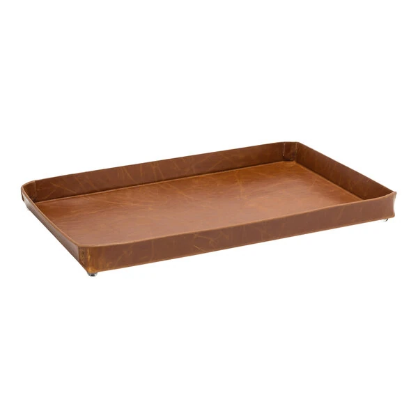 room360 Austin 16" x 10" Saddle Faux Leather Service Tray - 4/Pack