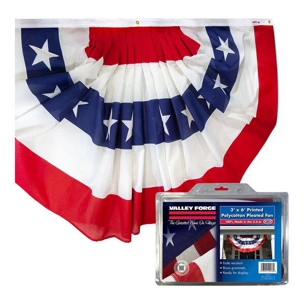 Valley Forge 3' x 6' Polycotton United States of America Pleated Flag