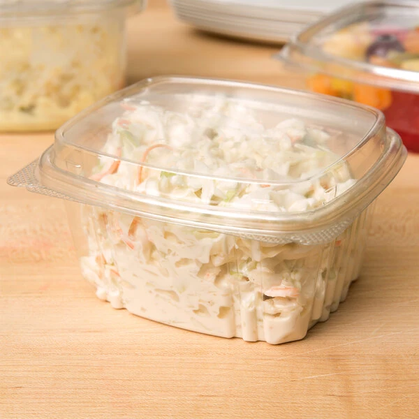 Genpak 16 oz. Clear Hinged Deli Container with High Dome Lid - 100/Pack