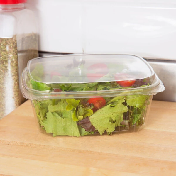 Genpak 32 oz. Clear Hinged Deli Container with High Dome Lid - 100/Pack