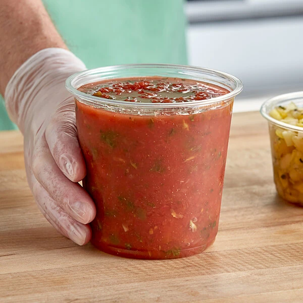 Choice 24 oz. Ultra Clear Round Recycled PET Plastic Deli Container - 50/Pack