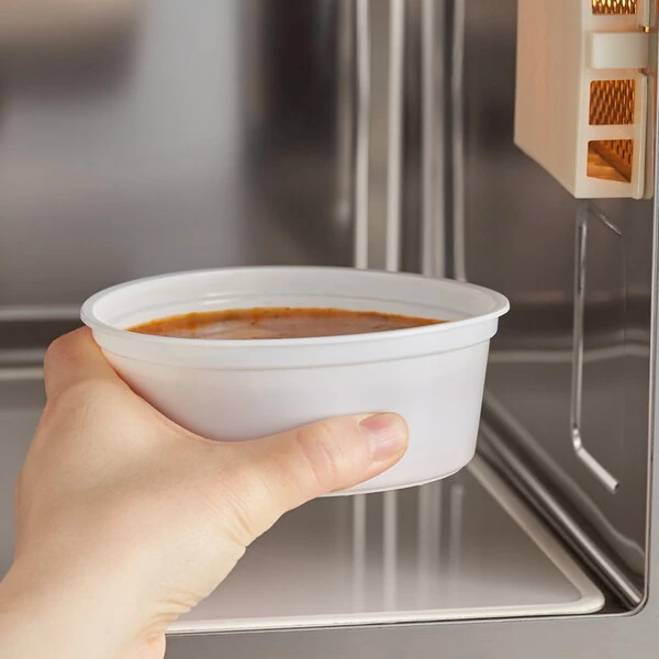 Choice 8 oz. White Microwavable Plastic Round Deli Container   - 50/Pack