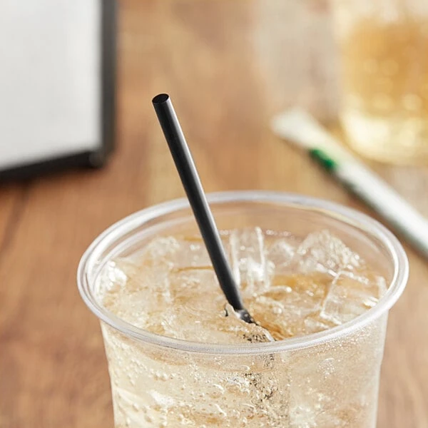 EcoChoice 7 3/4" Black Jumbo Compostable Wrapped PLA Straw - 400/Pack