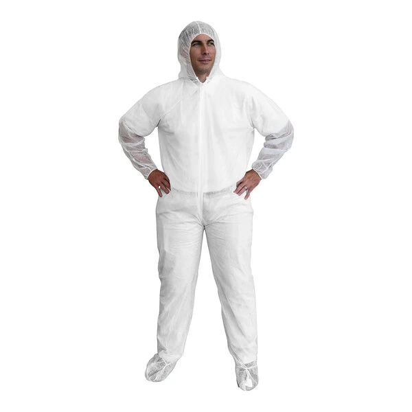 Cordova White Economy Weight Polypropylene Coveralls with Hood and Boots - 3X - 25/Case