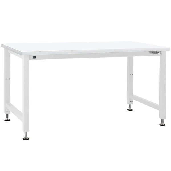 BenchPro Adams Series 36" x 72" Formica Laminate Top Adjustable Hydraulic Workbench with White Frame AEFES3672