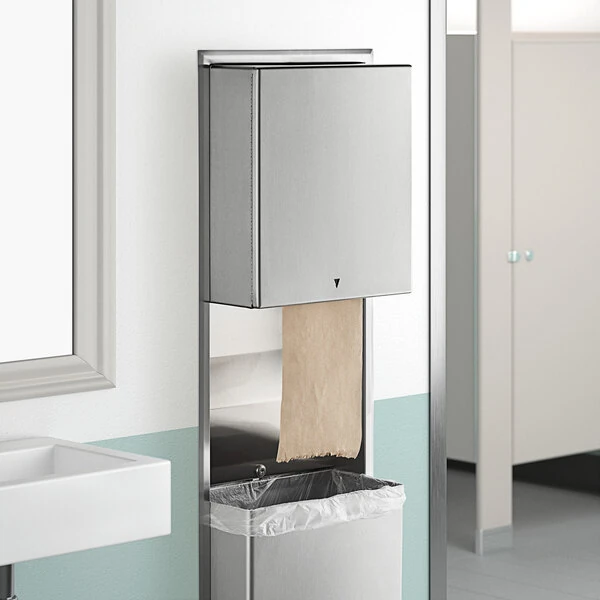Bobrick B-3979 ClassicSeries Surface-Mounted Convertible, Automatic, Universal Roll Towel Dispenser / Rectangular Trash Can