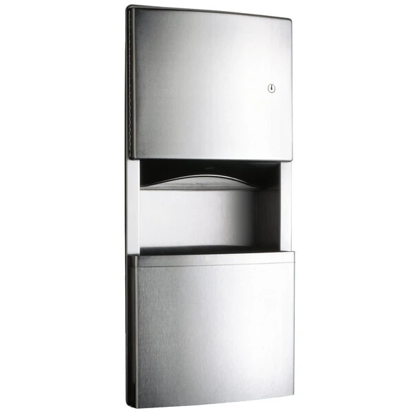 Bobrick B-4369 ConturaSeries Recessed Rectangular Paper Towel Dispenser / Trash Can with TowelMate and LinerMate
