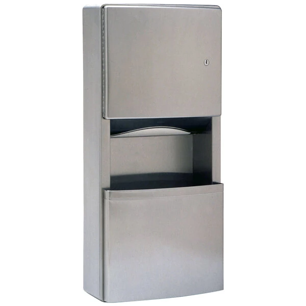 Bobrick B-43699 ConturaSeries Surface-Mounted Rectangular Paper Towel Dispenser / Trash Can with TowelMate and LinerMate