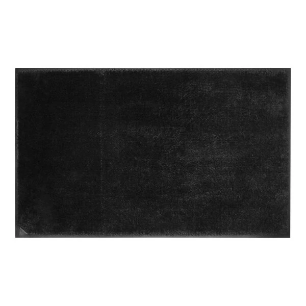 M+A Matting MicroLuxx 12016648050 4' x 8' Black Mat with Classic Rubber Border and Universal Cleated Backing - 3/8" Thick
