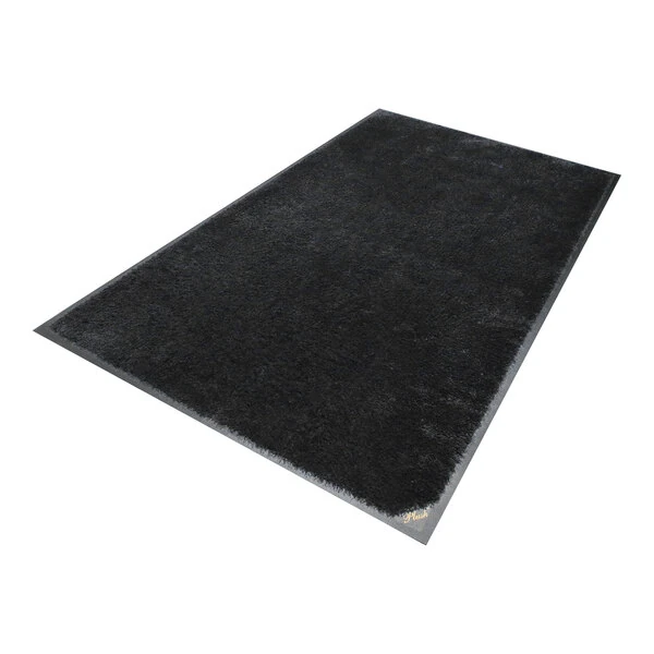 M+A Matting Classic Plush 1806623090 2' x 3' Black Mat with Universal Cleated Backing - 3/8" Thick