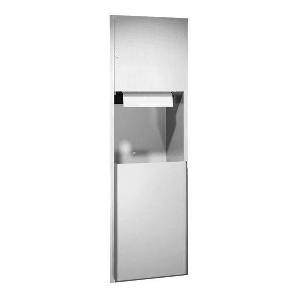 American Specialties, Inc. Traditional 10-04692A Recessed Battery-Operated Automatic Roll Paper Towel Dispenser with 17 Gallon Waste Receptacle