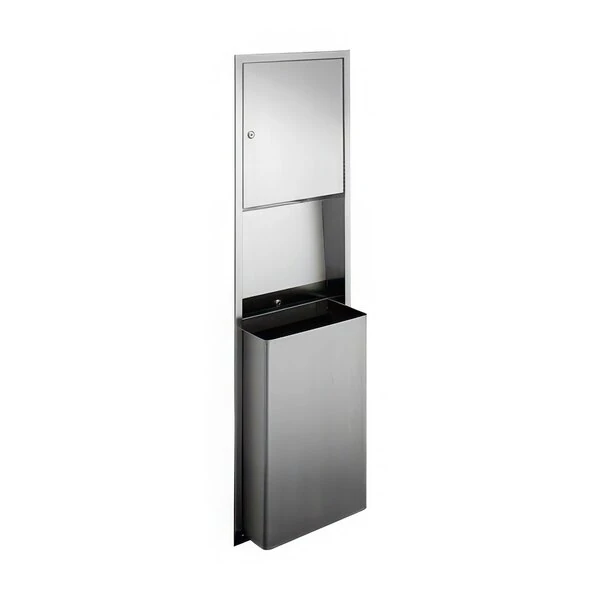 American Specialties, Inc. Traditional 10-0469 Stainless Steel Recessed Paper Towel Dispenser with 12 Gallon Trash Can