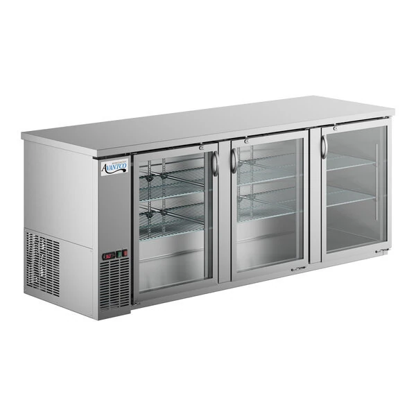 Avantco UBB-4G-HC 90" Stainless Steel Counter Height Glass Door Back Bar Refrigerator with LED Lighting - Outlet