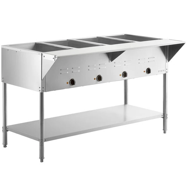Avantco STE-4SA Four Pan Open Well Electric Steam Table with Undershelf - 120V, 2000W - Outlet