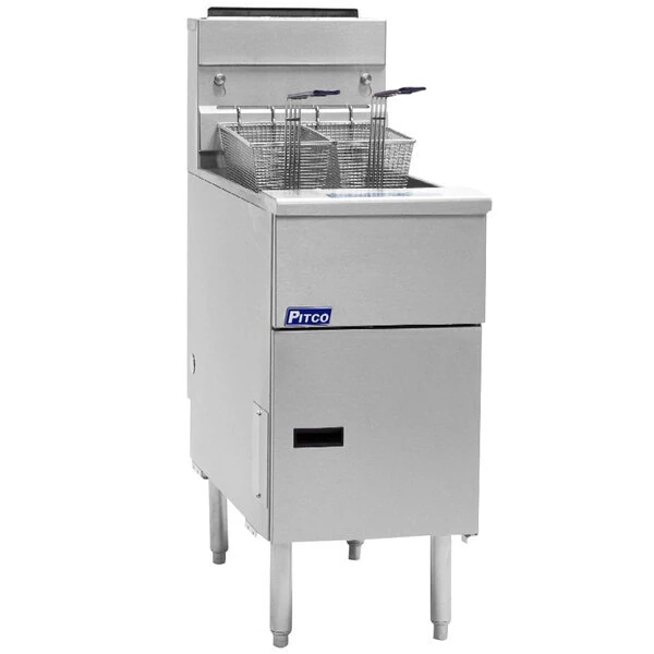 Scratch and Dent Pitco® SG14-S Natural Gas 40-50 lb. Stainless Steel Floor Fryer - 110,000 BTU
