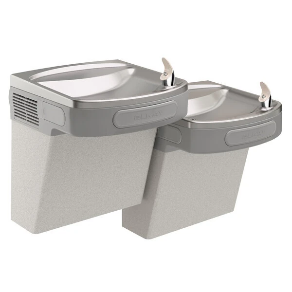 Scratch and Dent Zurn Elkay EZSTL8LC Light Gray Granite 8 GPH Bi-Level Wall Mount Non-Filtered Drinking Fountain with Extra Deep Basin and Vinyl Finish - 115V - Chilled