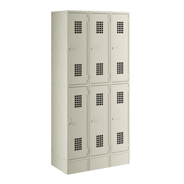 Scratch and Dent Regency Space Solutions Beige 36" x 18" x 78" Triple, 2-Tier Locker - Assembled