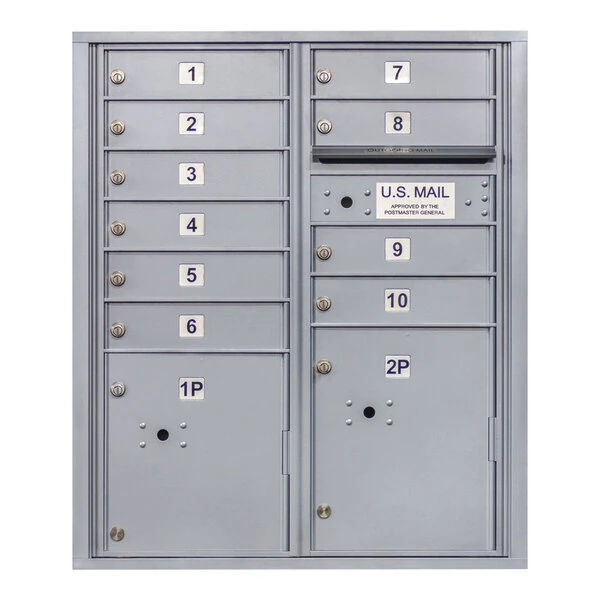 Scratch and Dent United Visual Products 10-Door Standard Mailbox with 2 Parcel Doors