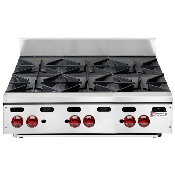 Scratch and Dent Wolf by Vulcan AHP636-NAT Achiever Natural Gas 36" 6 Burner Countertop Range - 180,000 BTU