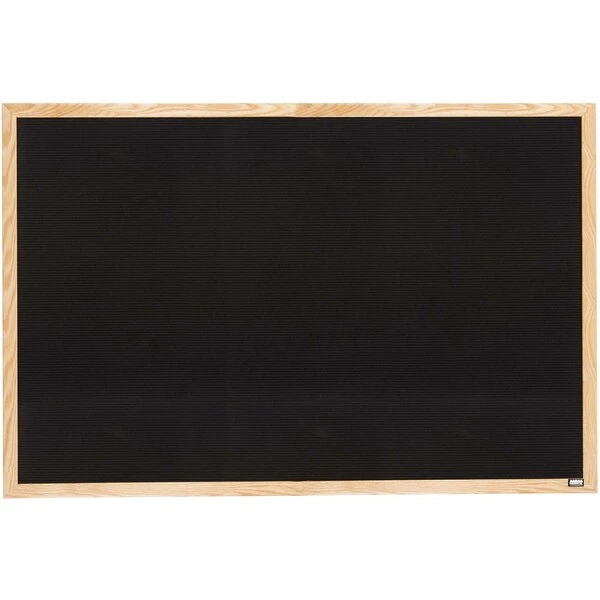 Aarco AOFD3660L 36" x 60" Black Felt Open Face Horizontal Indoor Message Board with Oak Wood Frame and 3/4" Letters