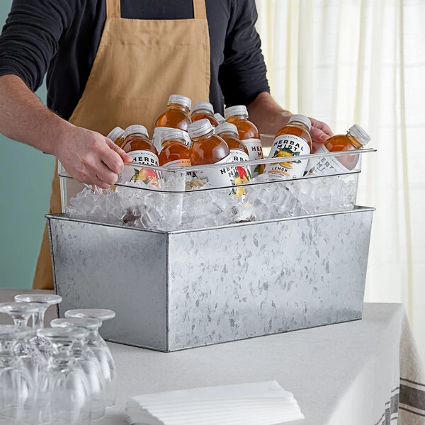 American Metalcraft Full Size Silver Galvanized Metal Beverage Tub with Polycarbonate Liner